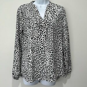 Animal print long sleeve blouse